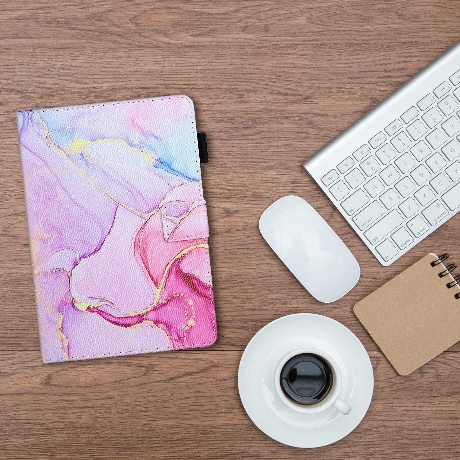Stylish Pink Marble iPad Mini Case - Smart Wake Sleep Flip Stand, Soft PU Leather, with Card Slot & Pen Holder for Mini 1, 2, 3, 4, 5